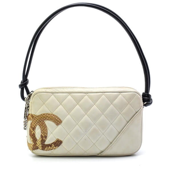 Chanel - White Calfskin Leather Cambon Pochette Shoulder Bag